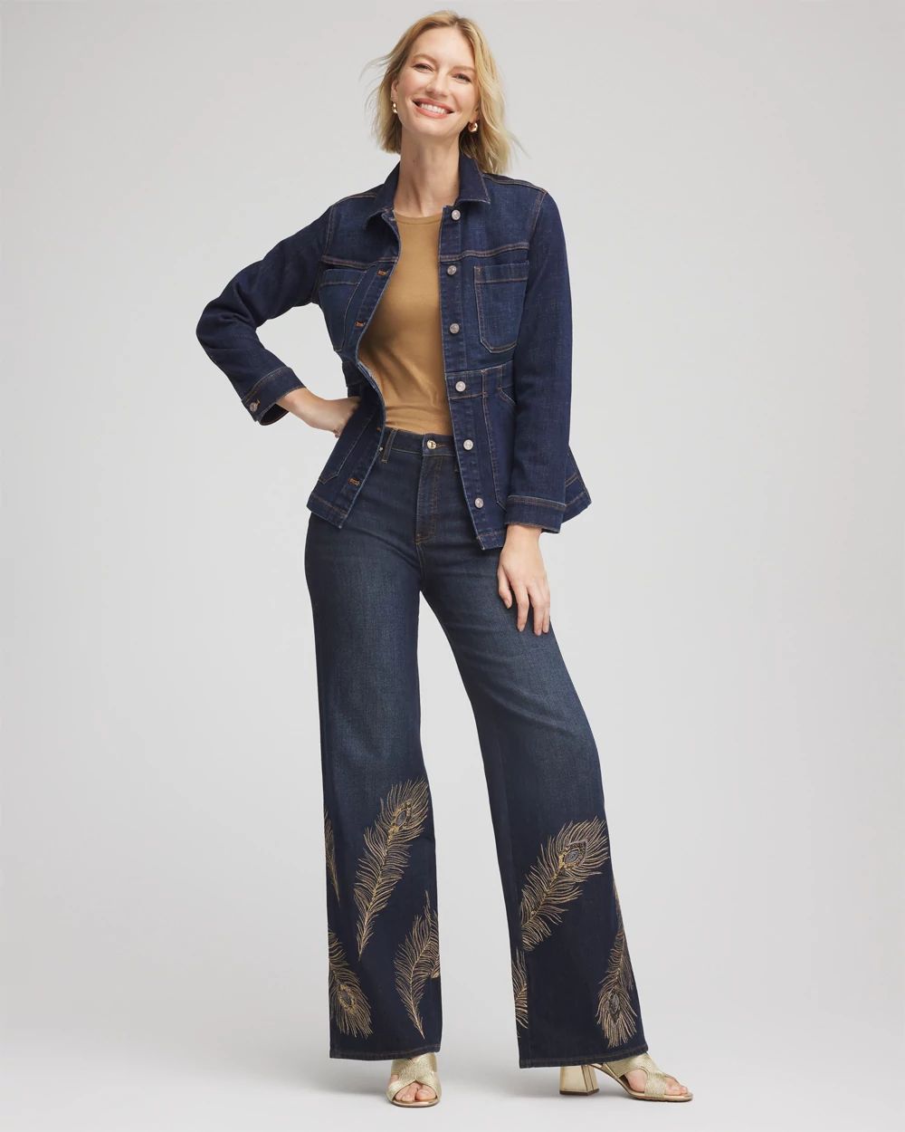 パンツ Wide peg jean 10oz cone denim XS 22aw SPANX | EveryWear Cropped Wide Leg Denim Jeans with Patch